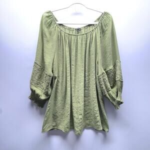 Unique Spectrum Boho Blouse Size 2X Crochet Cottagecore